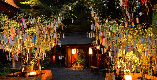 貴船神社的七夕竹葉裝飾