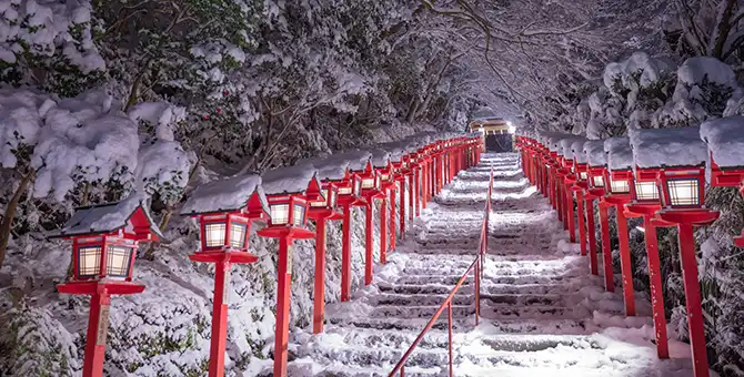 銀裝素裹的京都